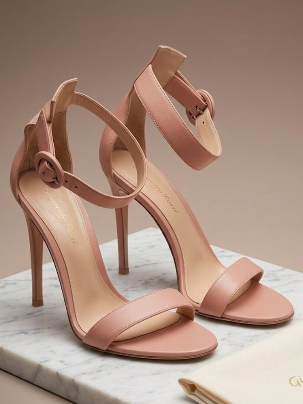 Ballerina Dusty Rose Nude Blush Ankle-Strap Stiletto Sandals by Gianvito Rossi